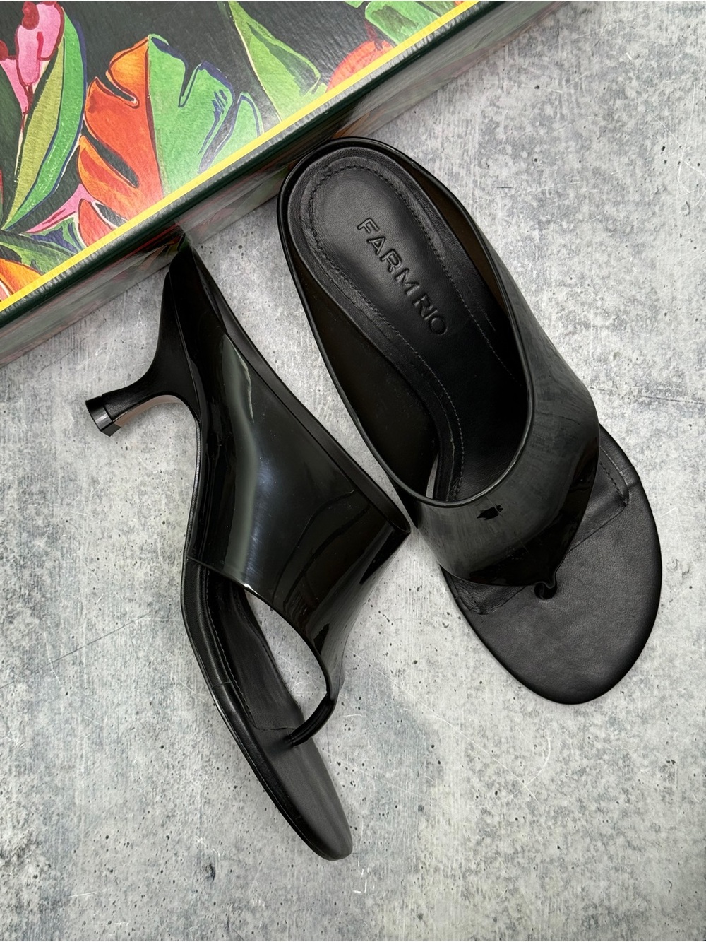 Farm Rio Black Thong Jelly Kitten Heel